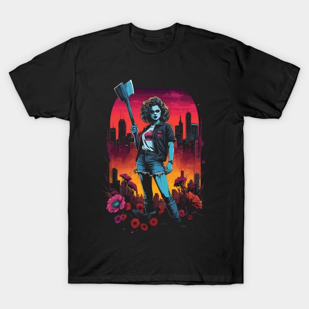 Final Girl Vintage Flower Horror T-Shirt by Nerdlight Shop